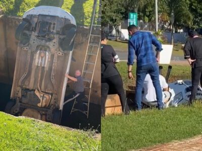 carro cai em corrego avenida brasil