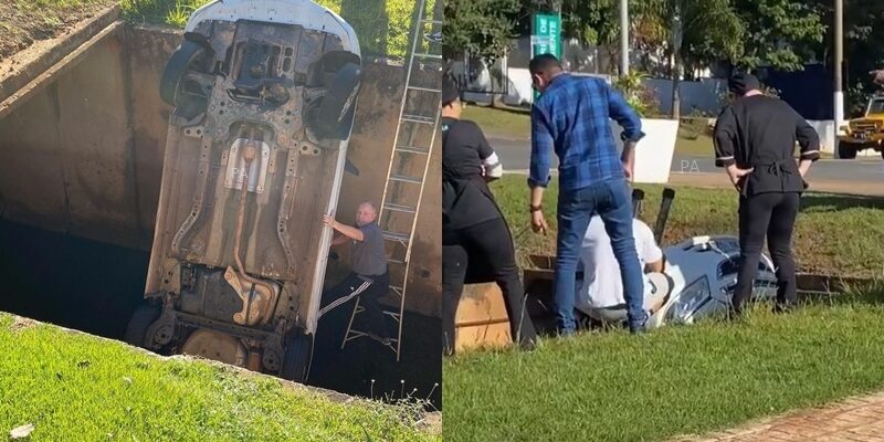 carro cai em corrego avenida brasil