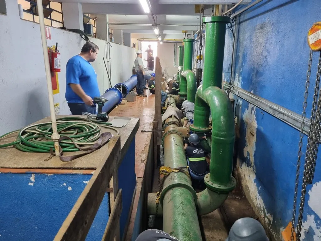 DAE conclui reparo em tubulação da ETA 1 antes do previsto e sem prejuízo ao abastecimento